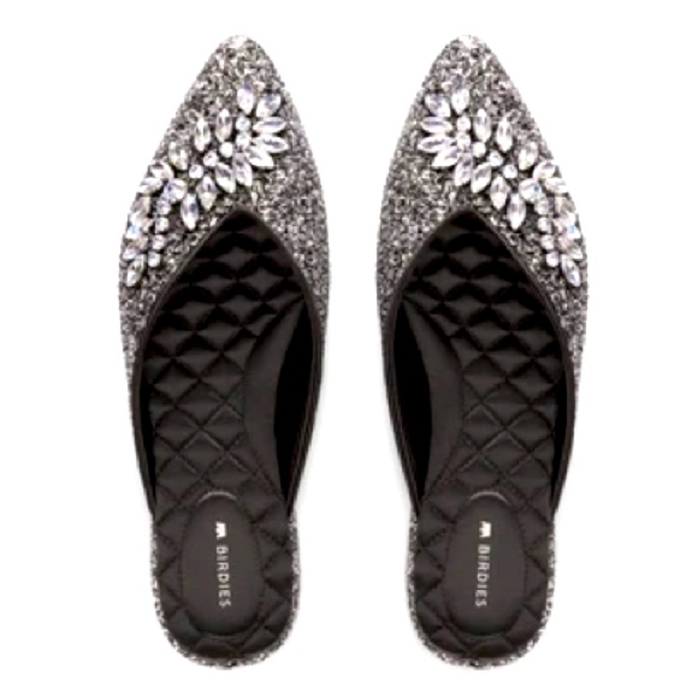 Birdies The Swan Size 8 in Jeweled Gunmetal Sparkle [Limited Edition]